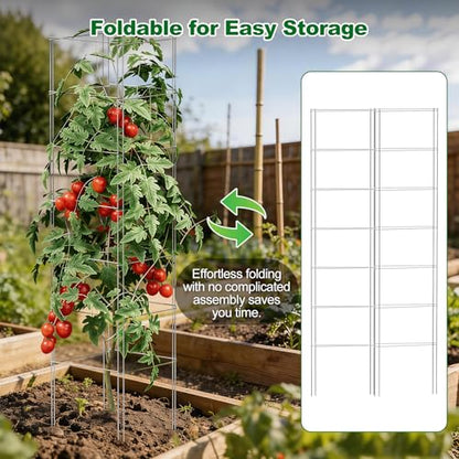 SPECILITE Square Foldable Metal Tomato Cages Heavy Duty for Garden