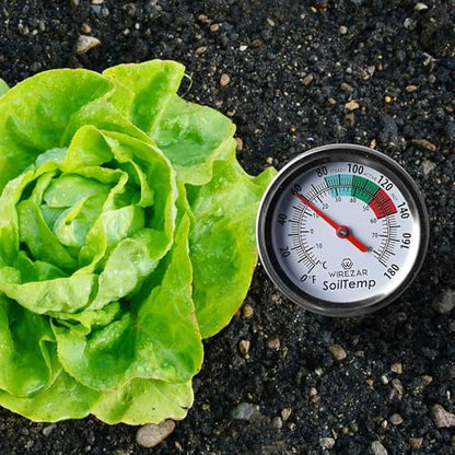5 Inch Soil Thermometer (2 Pack), Stainless Steel, Waterproof, Easy-to-Read - size: 5''(2Pack)