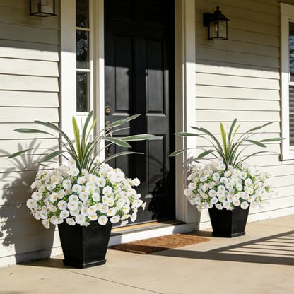 INXUGAO Artificial Flowers for Outdoors Fake Plants UV Resistant Outside - color: White