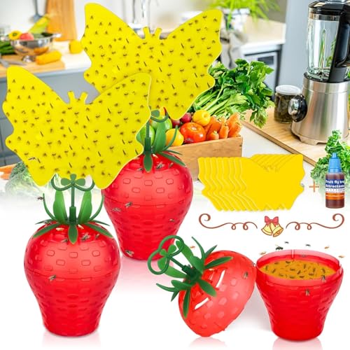 Fruit Fly Trap for Indoors,2025 Upgrade Fruit Flies Gnat Killer with Yellow Sticky Fruit Fly Traps,Safe and Non-Toxic Fruit Flies Traps,Odorless Fly Insect Trap for Home,Kitchen,Plants (Red,2 Pack) - size: 2 pcs