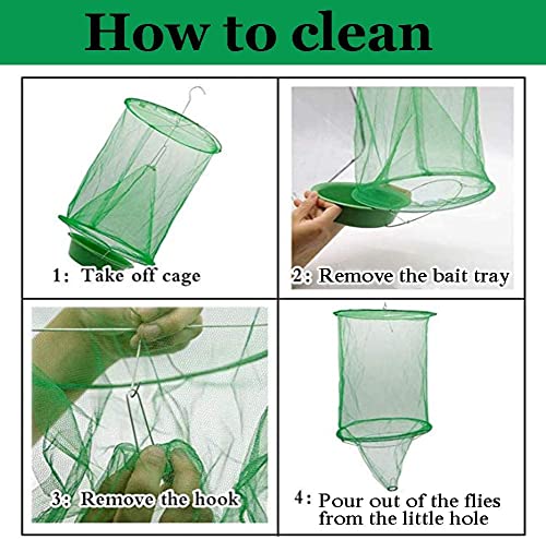 Ranch Fly Trap Outdoor Hanging | Reusable Fly Trap | Food Bait Flay Catcher Cage for Indoor or Outdoor Family Farms, Park (3 Pack)