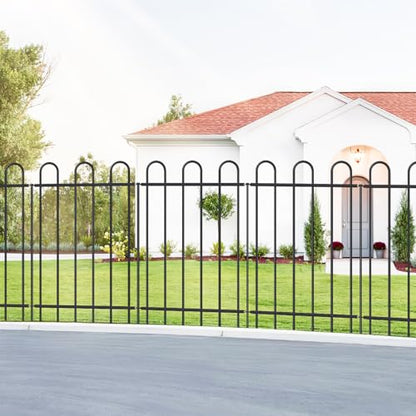 36” x 12’ Outdoor Metal Garden Fence, No-Dig Dog Fence Panels with Stakes - size: Multi Arch 36″H x 12ft (6Panels)