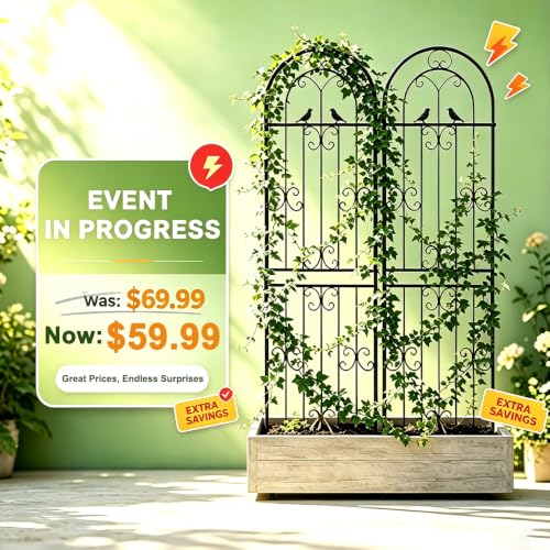 2 Pack 86.7" H x 19.7" W Metal Garden Trellis for Climbing Plants Outdoor, Black Lattice Panel, Sturdy Plant Support for Roses, Vines, Cucumbers & Vegetables - color: 2PCS