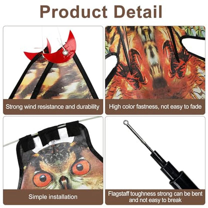 Bird Scare Flying Kite with 4m Pole Has The Effect of Scaring Birds-Owl - color: yellow