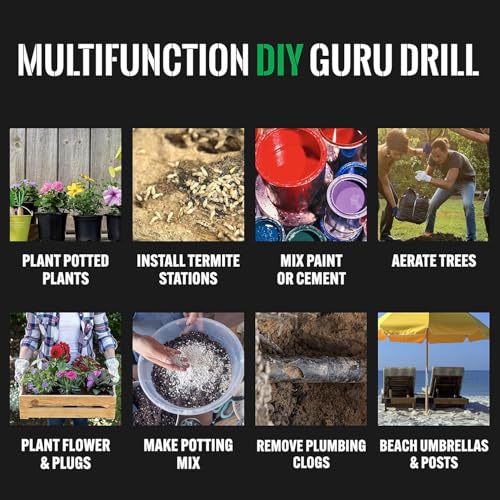 Power Planter DIY Guru Garden Drill Auger Bit (3"x12") - Designed for Planting, Digging Holes, Paint Mixing, Cement Mixing and Home Projects - Made of Steel with a 3/8" Non-Slip Hex Drive (Purple) - color: Purple