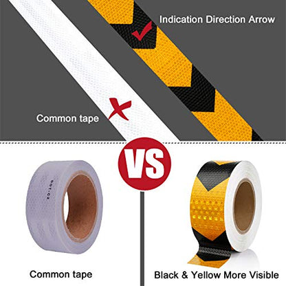 SEVEN SPARTA Arrow Reflective Tape for Trailers, Black/Yellow, 2in x 100ft - color: Black and Yellow