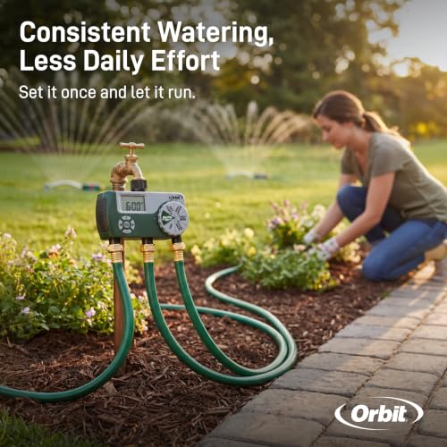 Orbit Programmable Digital Hose Watering Timer - 3 Outlet - Battery Powered - with LCD Screen - Built-in Rain Delay - Water-Resistant - 56082 - size: 3 Outlet