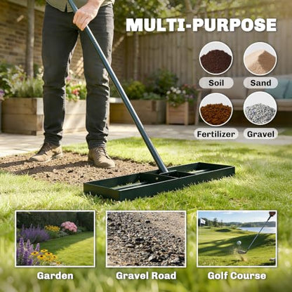 Outsunny Lawn Leveling Rake, 30" x 10" Heavy Duty with 66.5" Handle - size: 30" x 10"
