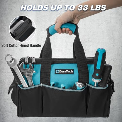 DURATECH 13" Small Tool Bag with 9 Pockets, Wide Open Tool Carrier - size: 13 Inch
