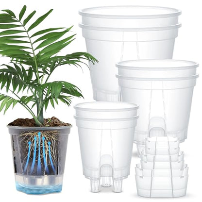 Wonderjune Self Watering Planter, 4.72'', 5.91'', 7.09'', Clear, 6 Pcs - color: Clear, size: 4.72'', 5.91'', 7.09''