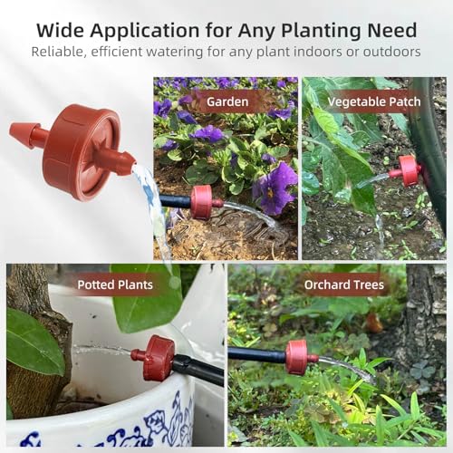 60PCS 2 GPH Pressure Compensating Drip Irrigation Spot Watering Drippers/Emitters, Self-Cleaning Constant Flow Drip Irrigation Emitters Heads Irrigation Drippers Parts for Drip Irrigation System - color: 60PCS, size: 2 GPH