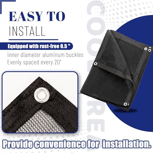 Cool Area 60-70% Mesh Tarp Shade Screen with Grommets, 8x16ft, Black - size: 0 8'X1 6'