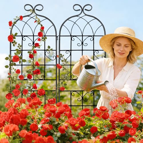 YOBAZAN Metal Garden Trellis 71"x40", Plant Support Trellis - style: 2 Pack