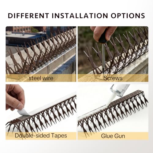 OFFO Bird Spikes for Outside, 304 Stainless Steel, 5 Pack 5 Ft, Brown - color: Brown