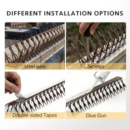 OFFO Bird Spikes for Outside, 304 Stainless Steel, 5 Pack 5 Ft, Brown - color: Brown