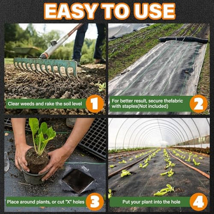 Winisok 3FT x 50FT Weed Barrier Landscape Fabric, 3.2oz Woven Garden Cloth, Heavy Duty Breathable Ground Cover for Landscaping, Gardening and Farming - size: 3FT x 50FT