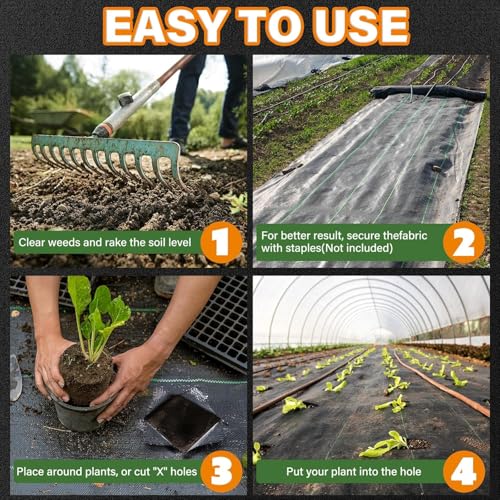 Winisok 3FT x 300FT Weed Barrier Landscape Fabric, 3.2oz Woven Garden Cloth, Heavy Duty Breathable Ground Cover for Landscaping, Gardening and Farming - size: 3FT x 300FT