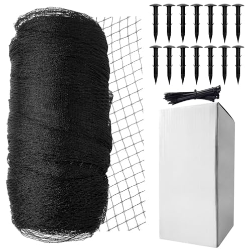 Koi Fish Pond Netting Shield 15ft x 20ft, Black Heavy Duty Pool Leaf net Cover, Protects Garden Pond from Birds,Cats & Predators Away, Durable & Stakes Included (Black) - size: 15ft x 20ft