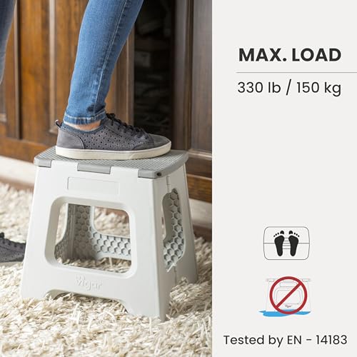 Vigar Compact Foldable Step Stool, 9-Inch, Gray - color: Gray, size: 9-Inches
