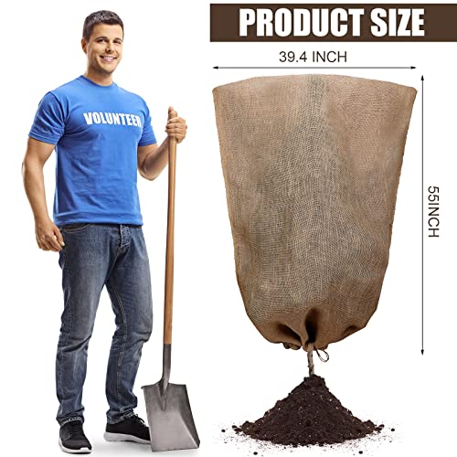 Woanger 4 Pcs 40 x 56 Inch Burlap Winter Plant Cover Bags Reusable