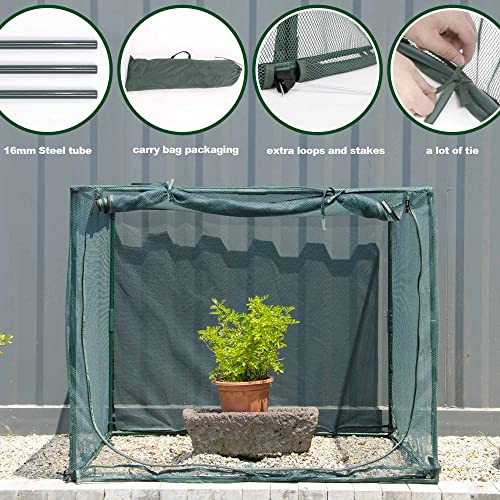 Square 4'x4' Netting Cover 3.3FT Tall Crop Cage Pest Guard Cover for Vegetables Fruits Durable Plant Garden Net with 4 Stakes - style: 49*49*39inches Square Net