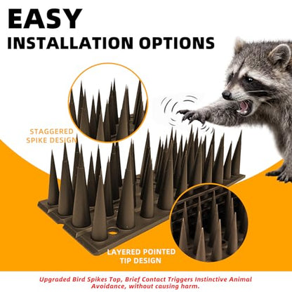 Bird Spikes, 5 Pack, 7 FT Total Coverage, Outdoor Bird Deterrent, Brown - color: Brown, size: 5 pack