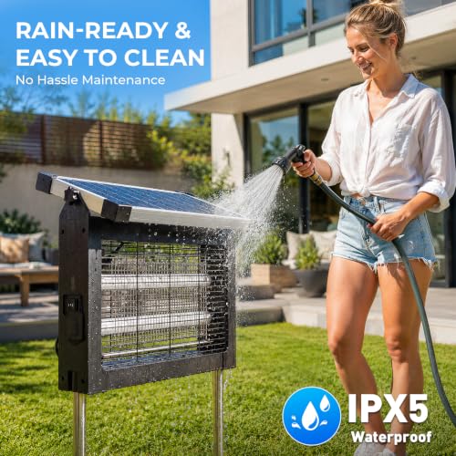 Solar Bug Zapper Outdoor, 4500V Mosquito Zapper with Water Wave Projector