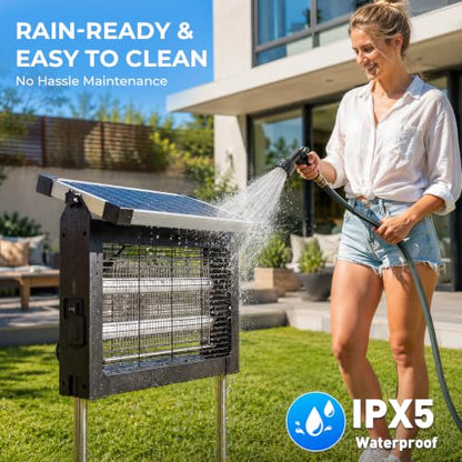 Solar Bug Zapper Outdoor, 4500V Mosquito Zapper with Water Wave Projector