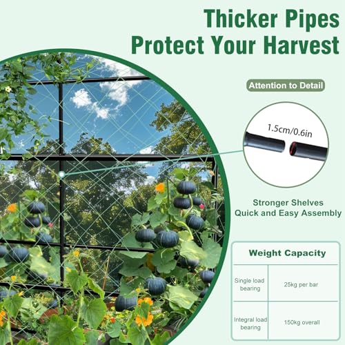 unho 87inch Garden Trellis Arch: for Climbing Plants with Net Metal - size: 47*72*87inch