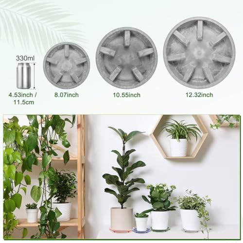 M METERXITY 2-Pack Plant Saucer, 10.04 Inch/25.5 cm Plastic Plant Trays Thicker for Pots/Indoor/Outdoor/Water Drainage and Protection, Flowerpot Drip Tray [Gray Veins] - color: Gray Veins