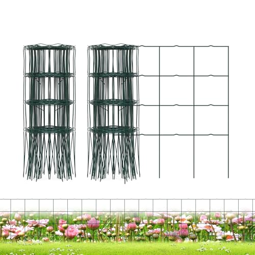 PROWORX Green Small Garden Fence Border Flat Wire Fencing 14”x40’(2 Rolls) - color: Green, size: Flat Wire-Total 14 in x 40 ft