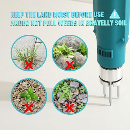 21V Electric Weed Puller Tool, Stand Up Heavy Duty Weed Puller w/3000mAh Battery*2, Root Weeder for Lawn/Yard