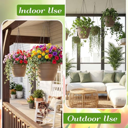 20 Pack Hanging Planter Basket 10 Inch with Drainage Tray - color: Coffee, size: 10 Inch