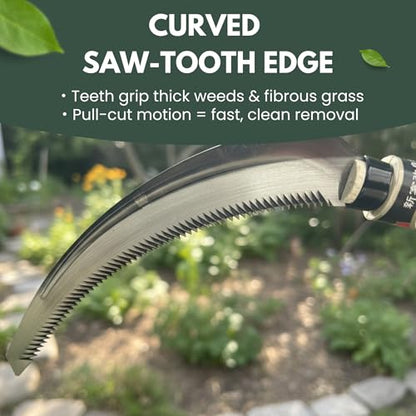 Hounen Miyawaki Nejiri Kama Weeder – Japanese Weeding Sickle, Twisted Stainless Steel, 4.7 in (12 cm) Blade, 13 in (33 cm), Root Slicer for Garden Beds & Crabgrass, Made in Japan (Japanese Steel)