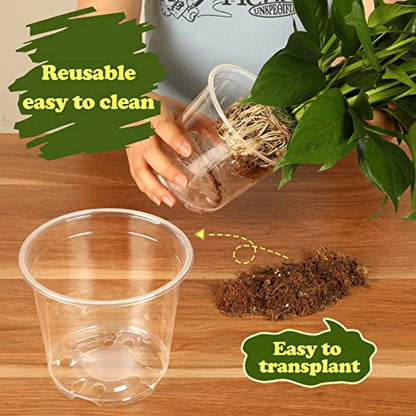 RAOOKIF 6/5/3.5 Inch Clear Nursery Pots with Drainage, 24 Pack Clear Nursery Pots for Plants, Flexible Plastic Garden Flower Pot - size: 3.5+5+6 INCH