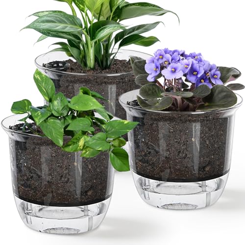 Plant Pots 6 inch Set of 3, Self Watering Pots for Indoor Outdoor Plants - color: 3pcs Large