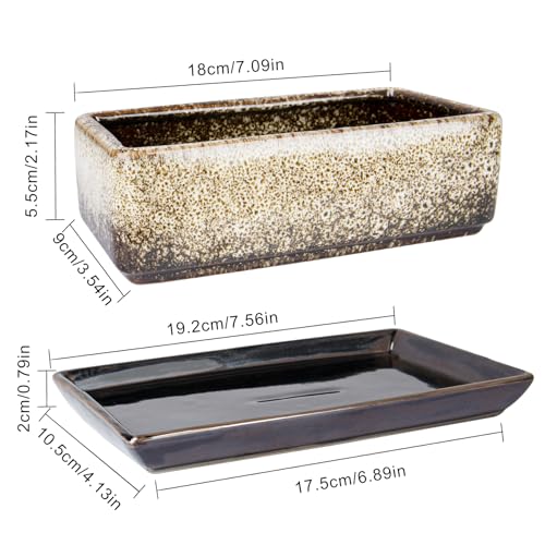 Succulent Pots - Long Rectangle Succulent Planters with Drainage Tray - color: White