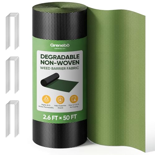 Grenebo Weed Barrier Fabric, Heavy Duty Landscape Fabric, 2.6FT x 50FT - size: 2.6FT x 50FT