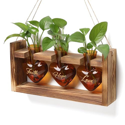 Plant Terrarium Propagation Stations Hydroponics - color: Amber(Faith Hope Love)