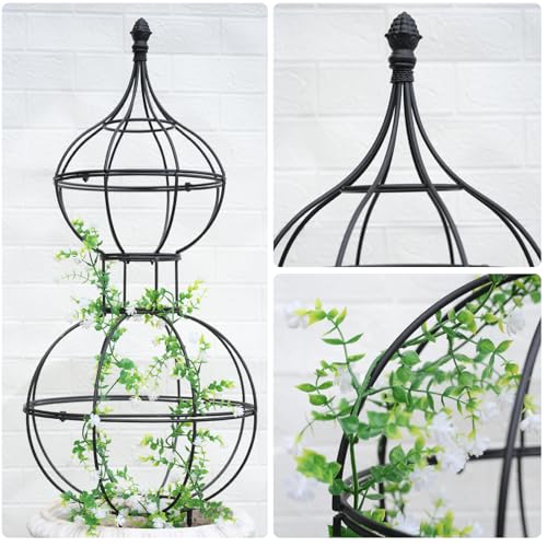 47" Obelisk Trellis for Climbing Plants - Support for Roses & Vines - color: black-47"x17"