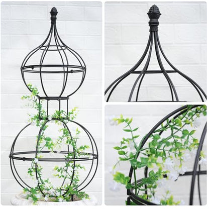 47" Obelisk Trellis for Climbing Plants - Support for Roses & Vines - color: black-47"x17"