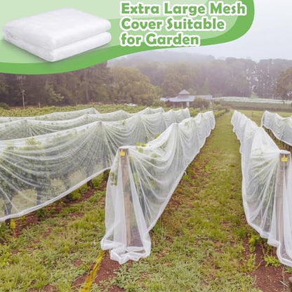 12 x 33 ft Garden Mesh Netting Insect Mosquito Net, White, 1 Pcs - size: 12 x 33 ft
