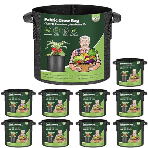 T4U Grow Bags 3 Gallon 10 Pack, Fabric Pots for Outdoor Garden Plants - size: 3 Gallon-10 Packs