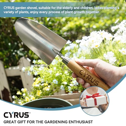 12.6 Inch Stainless Steel Hand Trowel with Ash Wood Handle Garden Shovel