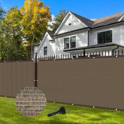 6×50FT Heavy Duty Fence Privacy Screen, 180GSM, 90% Block, Include Zip Ties - color: Brown, size: 6*50FT