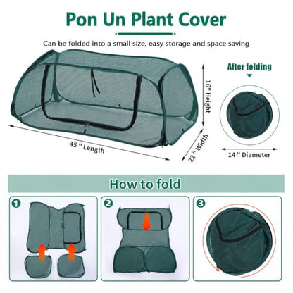 2Pack Garden Covers for Raised Beds, Pop Up Mesh Plant Covers for Outdoors, 30% Sunblock Plant Shade Tent, Crop Cage for Seedlings Vegetable Against Birds, Animals, with 8 Stakes (45"X22"X16")