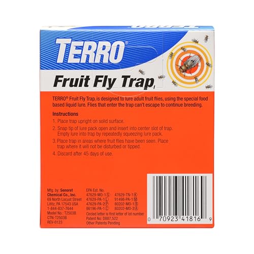 TERRO Fruit Fly Trap, 6-Pack Indoor Fly Traps with 270 Days Lure Supply - size: 6 Traps