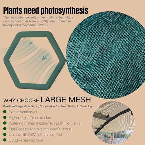 Poray Large 5.3x2.6FT Plant Netting Cover, Pop up Tunnel Crop Cage Gardening Net,Pest Guard Cover for Vegetables &Fruits,Durable Gardening Net for Plant and Animal - size: Small 5.25x2.6X3.1FT