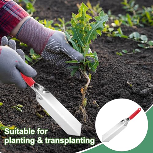 HARFINGTON Garden Hand Shovel 15.2 x 2.7 Stainless Steel Trowel Garden Tool for Digging Planting Transplanting, Red