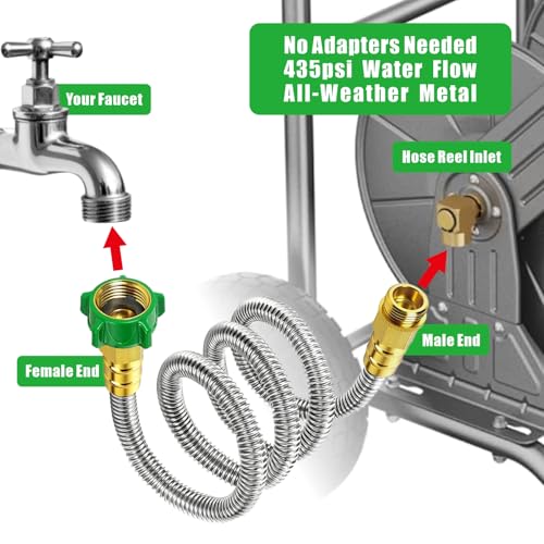 Short Garden Hose Connector 5FT, Metal Hose Connector for Hose Reel - size: 5 FT